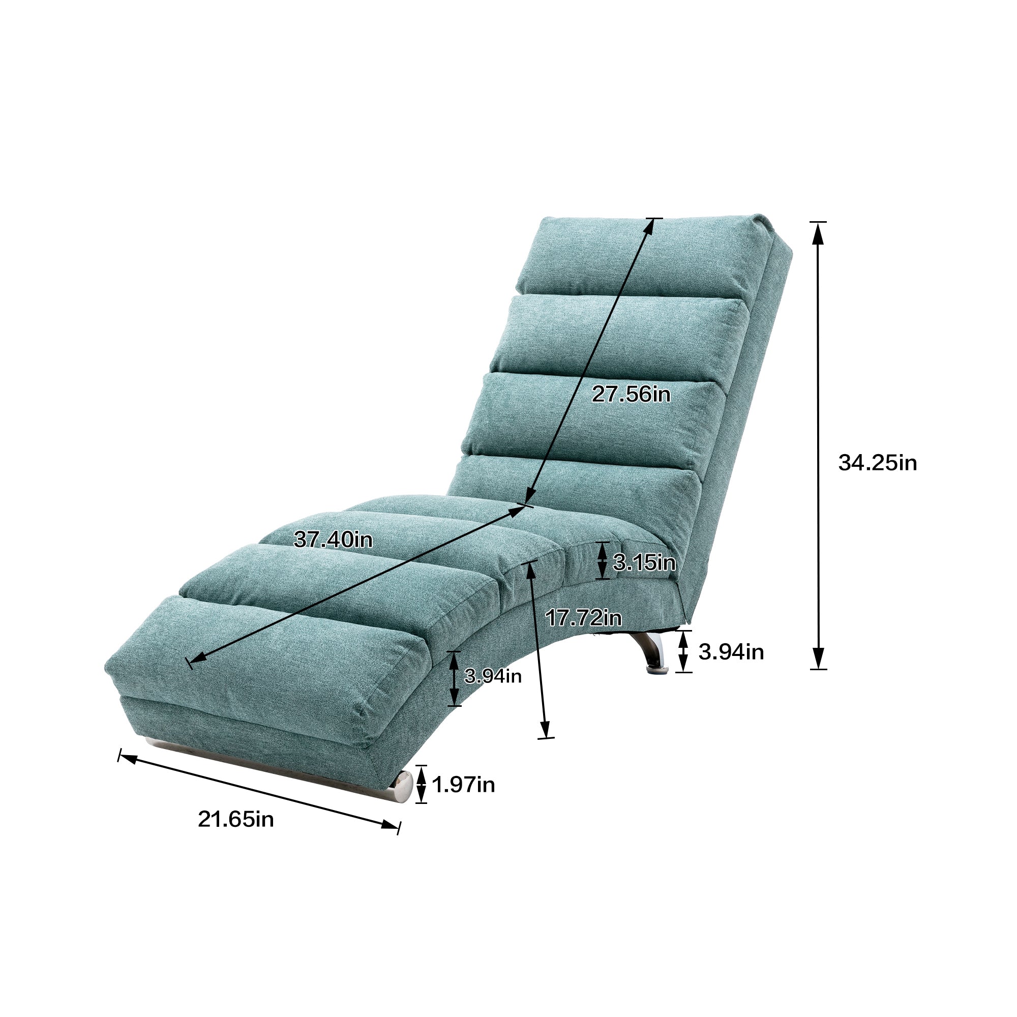 Ergonomic Electric Massage Chaise Lounge with Remote Control, Teal Linen Upholstery, 5 Modes for Relaxation - Grand Goldman Shop