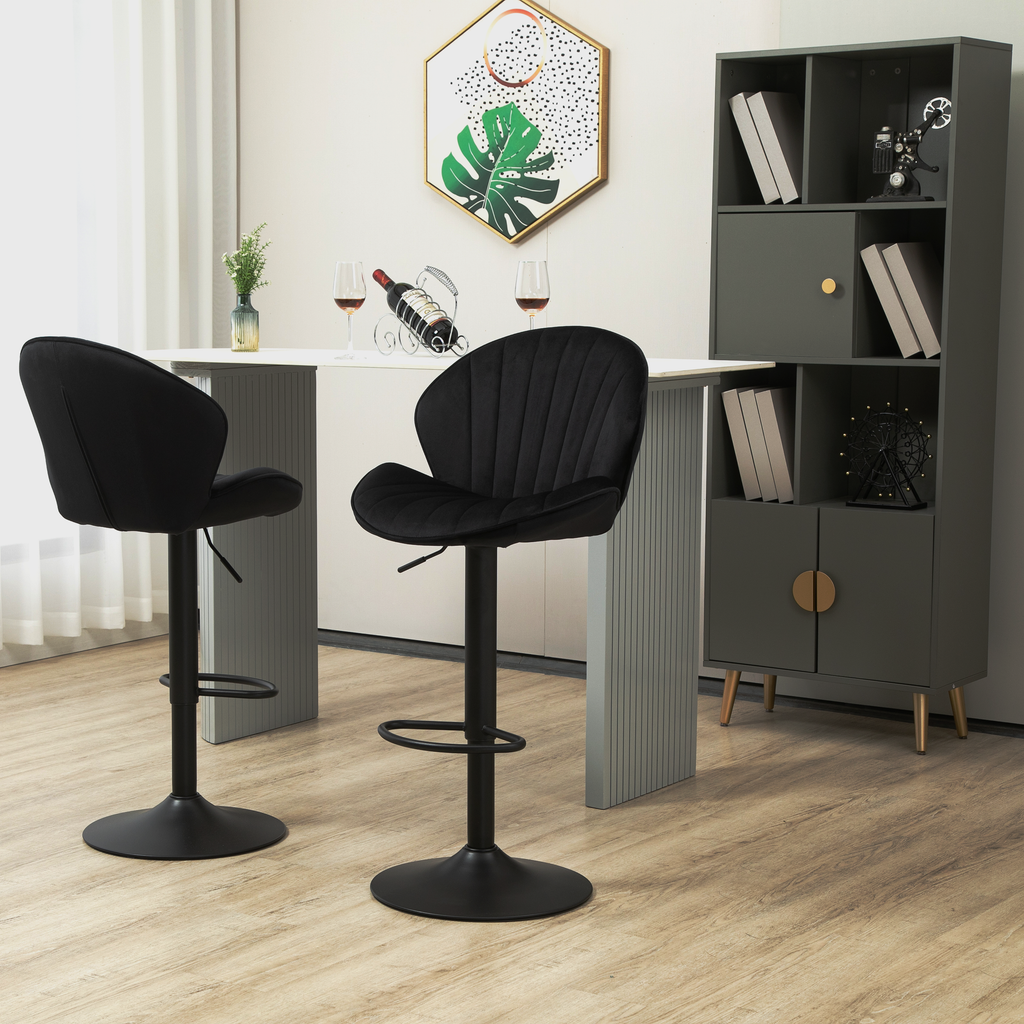 Bar Stools Set of 2 - Adjustable Barstools with Back and Footrest, Counter Height Bar Chairs for Kitchen, Pub -black - Grand Goldman Shop
