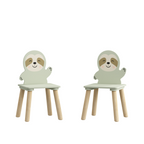 Kids Table and Chair Set with 2 Cute Sloth Chairs, Wooden Toddler Activity Table, Cute Animal Design Play & Study Set for Pla