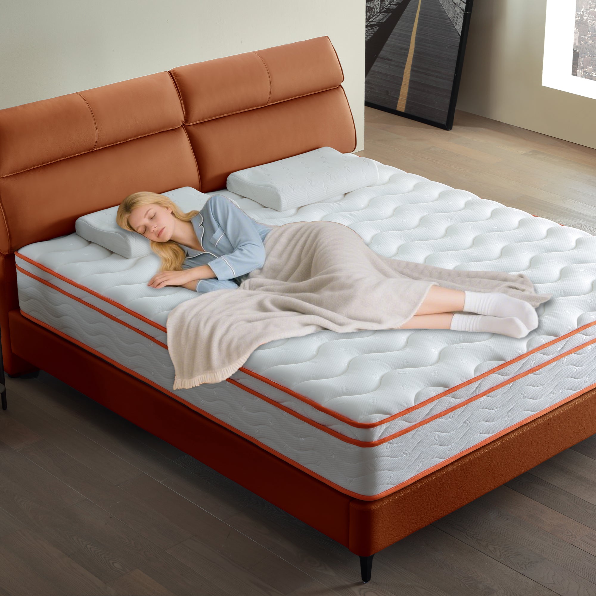 King Mattress, 12 Inch Hybrid Mattress Euro Top Medium Firm for Back & Lumbar Support, 100 Night Trial, Individual Pocket Spring Mattresses for Motion Isolation & Pressure Relief - Grand Goldman Shop