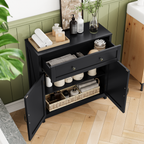 Kitchen Sideboard Buffet Cabinet, Farmhouse Storage Cabinet With Drawer And Adjustable Shelf, Barn Door Accent Cabinet For Kitchen, Dining Room, Entryway,Black - Grand Goldman Shop