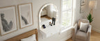 Floating Makeup Vanity Desk with Mirror & 3-Color Lights, Wall Dressing Table with Power Outlet, Compact vanity, Large Storage, White - Grand Goldman Shop