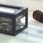 9.8' Long Tempered Glass and Leather Jewelry Case / Watch Display, Blue - Grand Goldman Shop