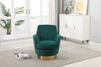Velvet Swivel Barrel Chair, Swivel Accent Chairs Armchair for Living Room, Reading Chairs for Bedroom Comfy, Round Barrel Chairs with Gold Stainless Steel Base (Emerald) - Grand Goldman Shop