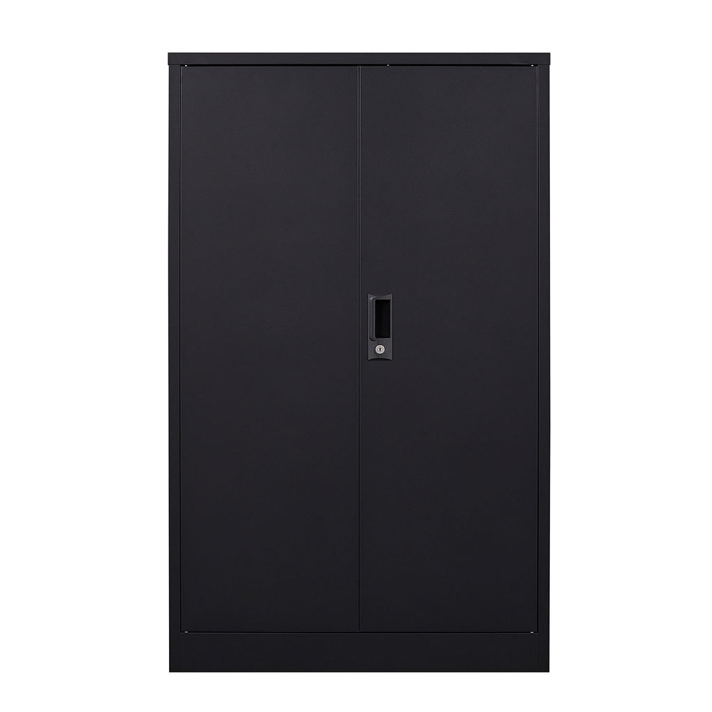Black Metal Storage Cabinet with Locking Doors and Adjustable Shelf, Folding Filing Locker for Home Office, School, Garage, S