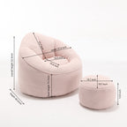 Bedding Bean Bag Sofa Chair with High-Pressure Foam and Footrest, Pink Microfiber - Grand Goldman Shop