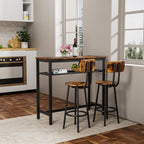 Bar table, equipped with 2 bar stools , with backrest and partition (Rustic Brown) - Grand Goldman Shop