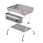 Foldable Baby Changing Diaper Station with Side Basket & Wheels Light Gray | Premium Home Decor - Grand Goldman