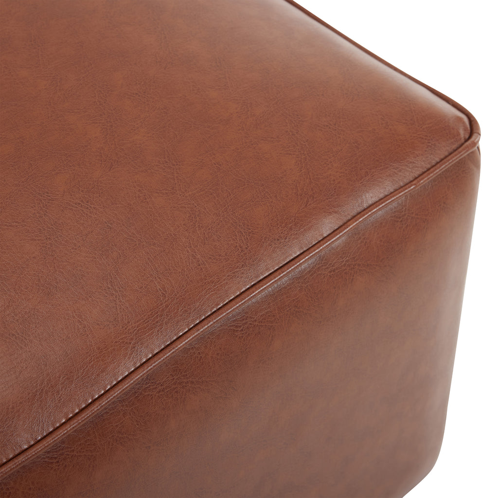 Upholstered Square PU Leather Ottoman,Brown (old sku N757P180768O) - Grand Goldman Shop