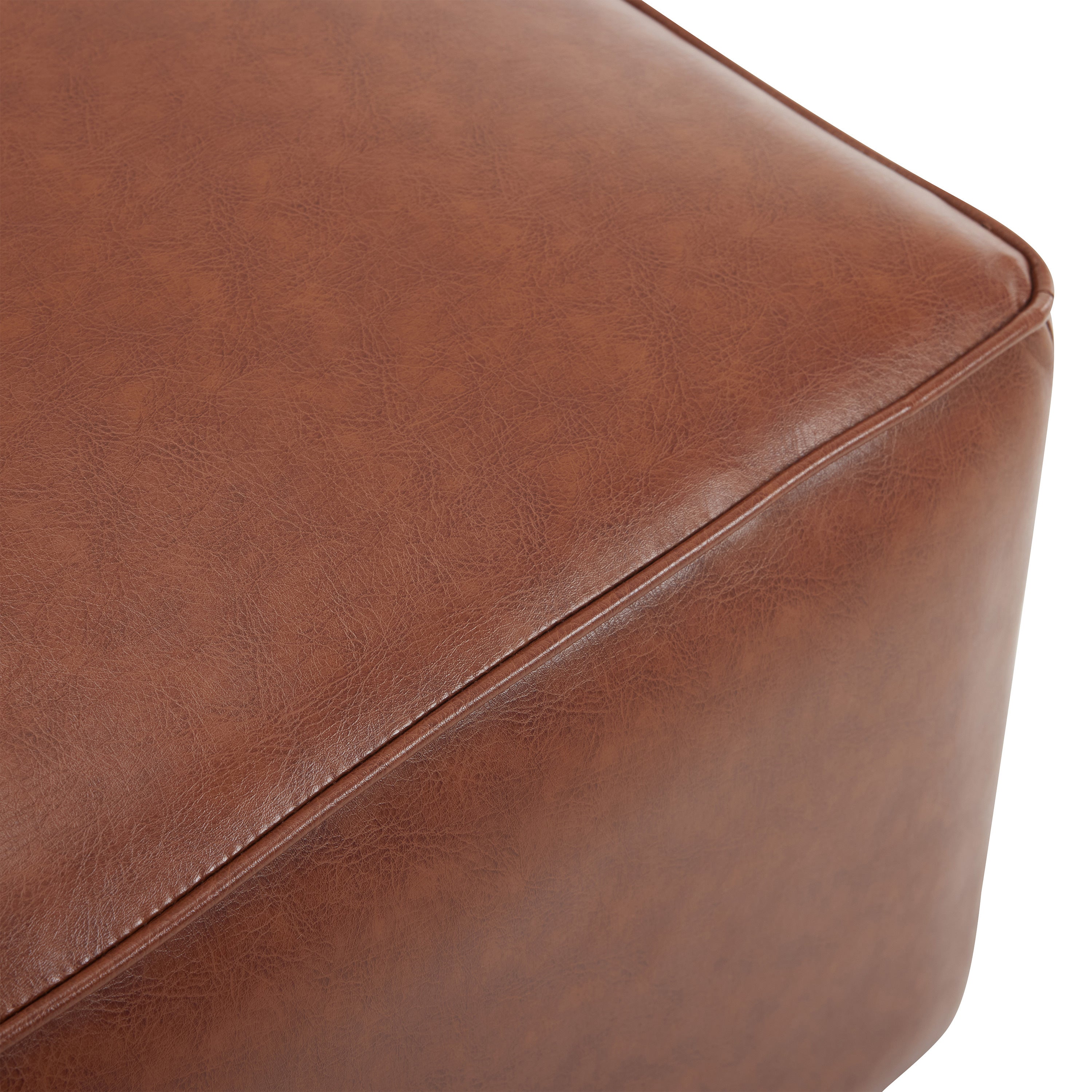 Upholstered Square PU Leather Ottoman,Brown (old sku N757P180768O) - Grand Goldman Shop