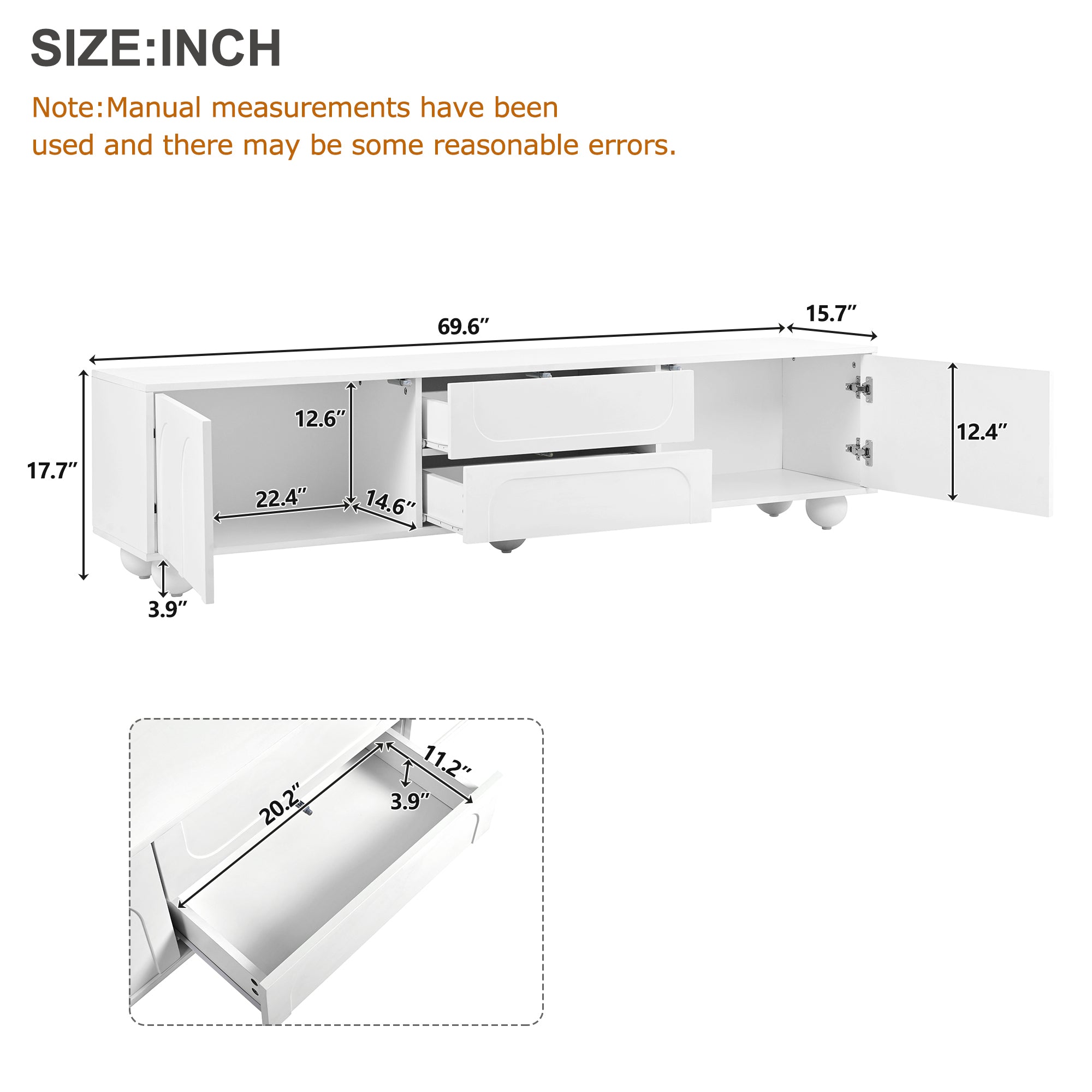 ON-TREND Cream Style TV Stand with Arched Doors & 2 Drawers for TVs up to 75', Minimalist Media Console with Rebound Device, Entertainment Center with 5 Iron Round Legs for Living Room, Bedroom, White - Grand Goldman Shop