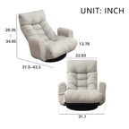 Modern Gray with Metal Frame Swivel Game Lounge Chair with Adjustable Headrest and Waist Support – 360-Degree Rotatable Leisure Chair for Living Room - Grand Goldman Shop