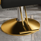Hydraulic Salon Chair - 360° Swivel Barber Stylist Chair with Pump, Non-Tilting Design in Black and Gold PU Leather - Grand Goldman Shop