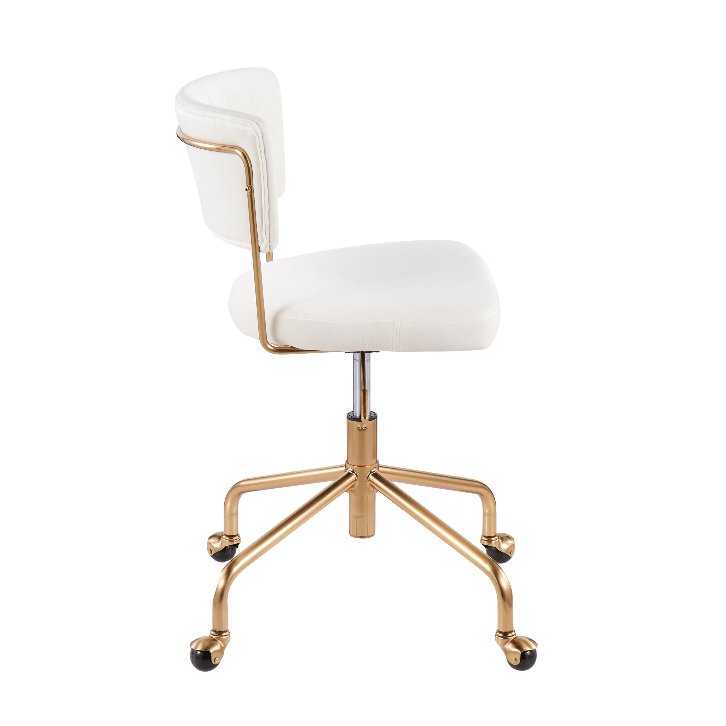 Contemporary Task Chair in Gold Metal and Cream Velvet - Grand Goldman