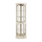 Corner Glass Cabinet Lighted Curio Cabinet Corner Display Case for Living Room, Curio Cabinet, Antique collection, Wine,Bar Glass Storage Light Included, Antique White - Grand Goldman Shop