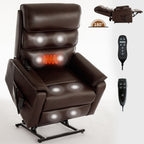 Brown Leatheraire Dual Motor Infinite Position Up to 350 LBS Power Lift Recliner Chair with Power-Remote, Heat Massage and Heavy Duty Motion Mechanism - Grand Goldman Shop
