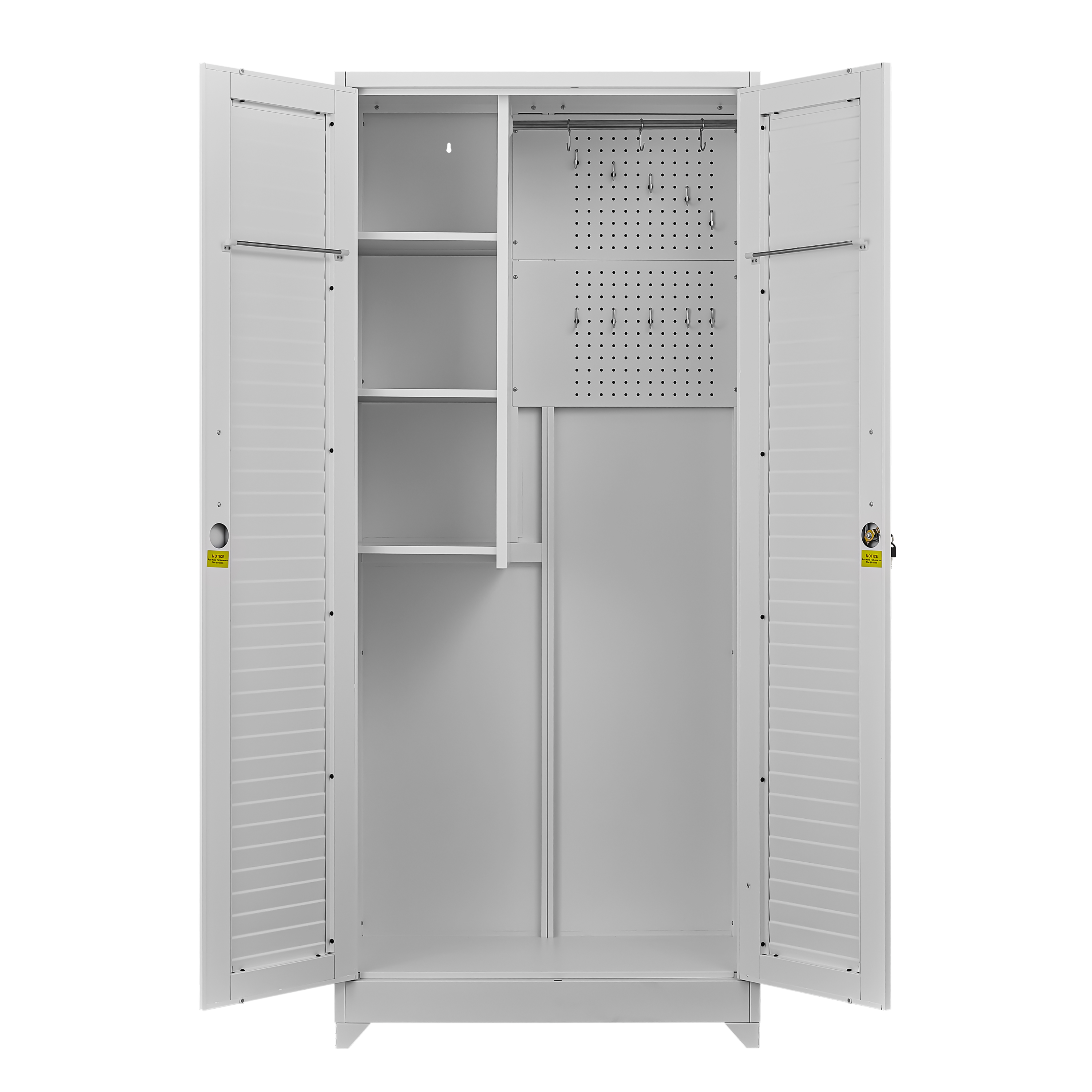 Metal Broom Closet, Garage Storage Cabinet, Tool Chest Bathroom Cabinet with Locking Doors and Wheels, Tall Utility Cabinet w