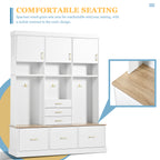 75'' H Entryway Hall Tree with Bench and Storage, 5-in-1 Modern Hall Tree with Coat Rack, 6 Drawers, 3 Cabinets and 3-Tier Top Storage for Hallway, Entryway, Living Room, Mudroom - Grand Goldman Shop