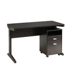 Home office desk with modesty panel and detached file cabinet on locking wheels with two drawers file drawer cubby shelf meta