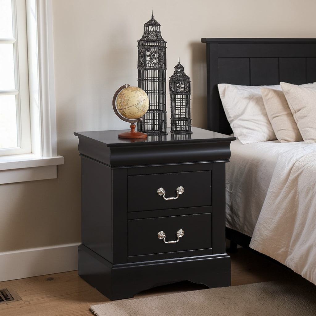 Louis Philippe III Black Finish Nightstand - Grand Goldman Shop