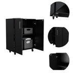 Storage Cabinet, Casters, Double Door, Two Interior Shelves -Black | Premium Home Decor - Grand Goldman
