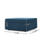 Flip-Top Ottoman with Tufted Waffle Stitch and Rolling Casters, Navy Blue - Grand Goldman Shop