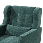 Modern Accent Chair,Chenille Arm Chairs for Living Room,Upholstered Mordern Armchair,Comfy Soft Padded Lounge Chair in Small Space, Bedroom, w/Pillow, Solid Wood Leg (Blackish Green) - Grand Goldman Shop