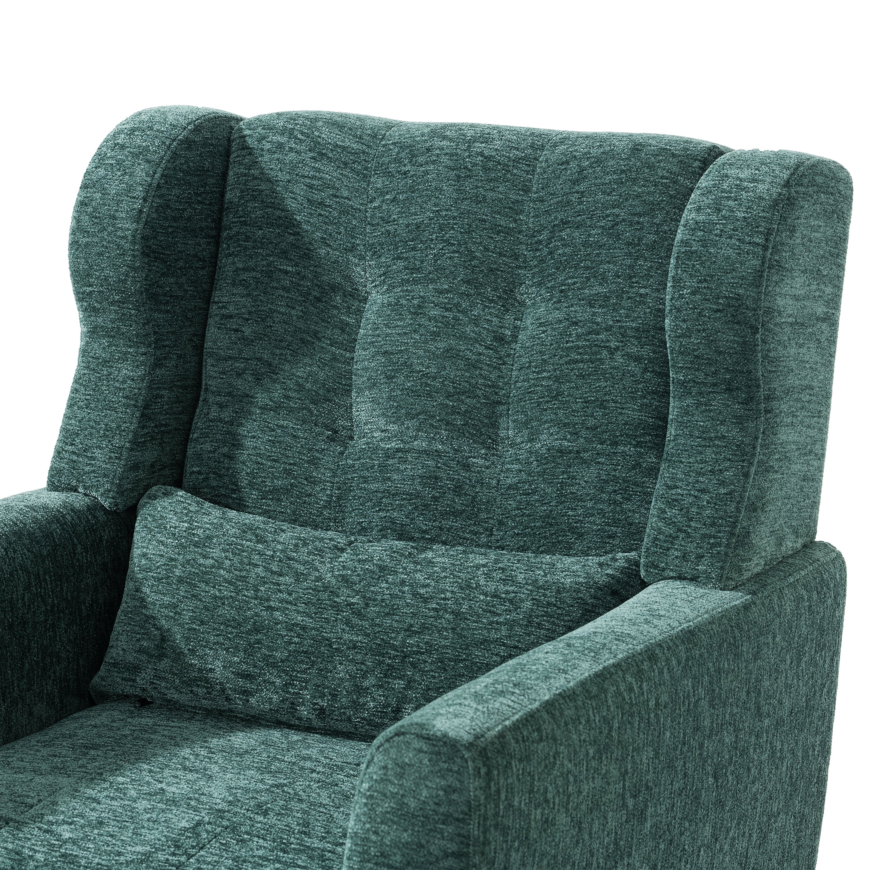 Modern Accent Chair,Chenille Arm Chairs for Living Room,Upholstered Mordern Armchair,Comfy Soft Padded Lounge Chair in Small Space, Bedroom, w/Pillow, Solid Wood Leg (Blackish Green) - Grand Goldman Shop