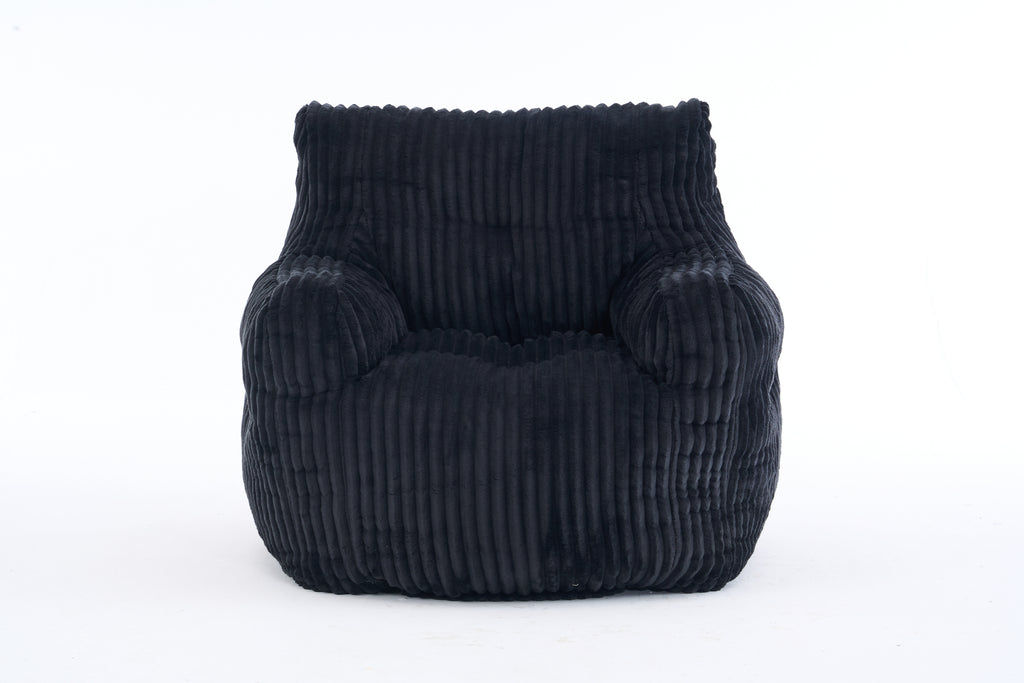010-Soft Fluffy Corduroy Fabric Bean Bag Chair Filled With Memory Sponge,Black - Grand Goldman Shop