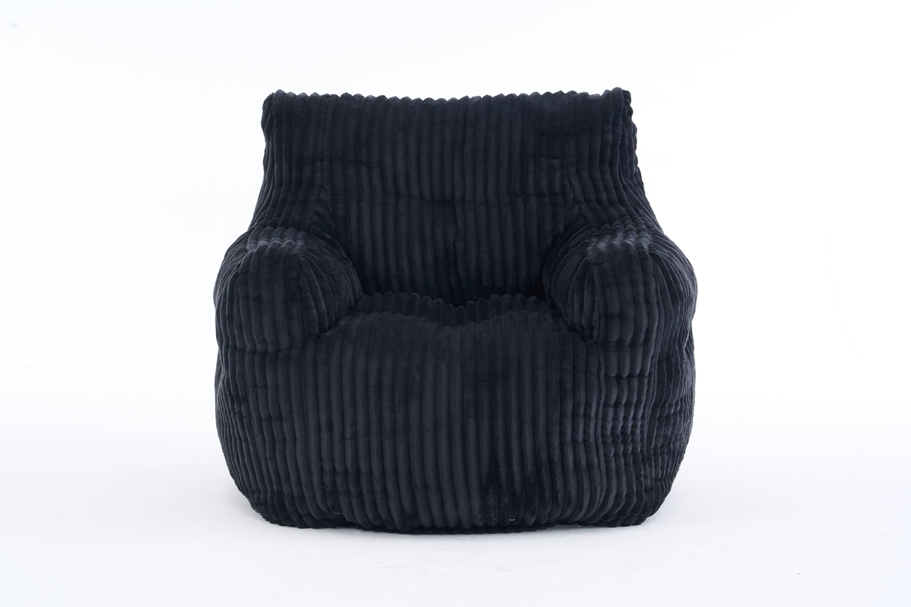 010-Soft Fluffy Corduroy Fabric Bean Bag Chair Filled With Memory Sponge,Black - Grand Goldman Shop