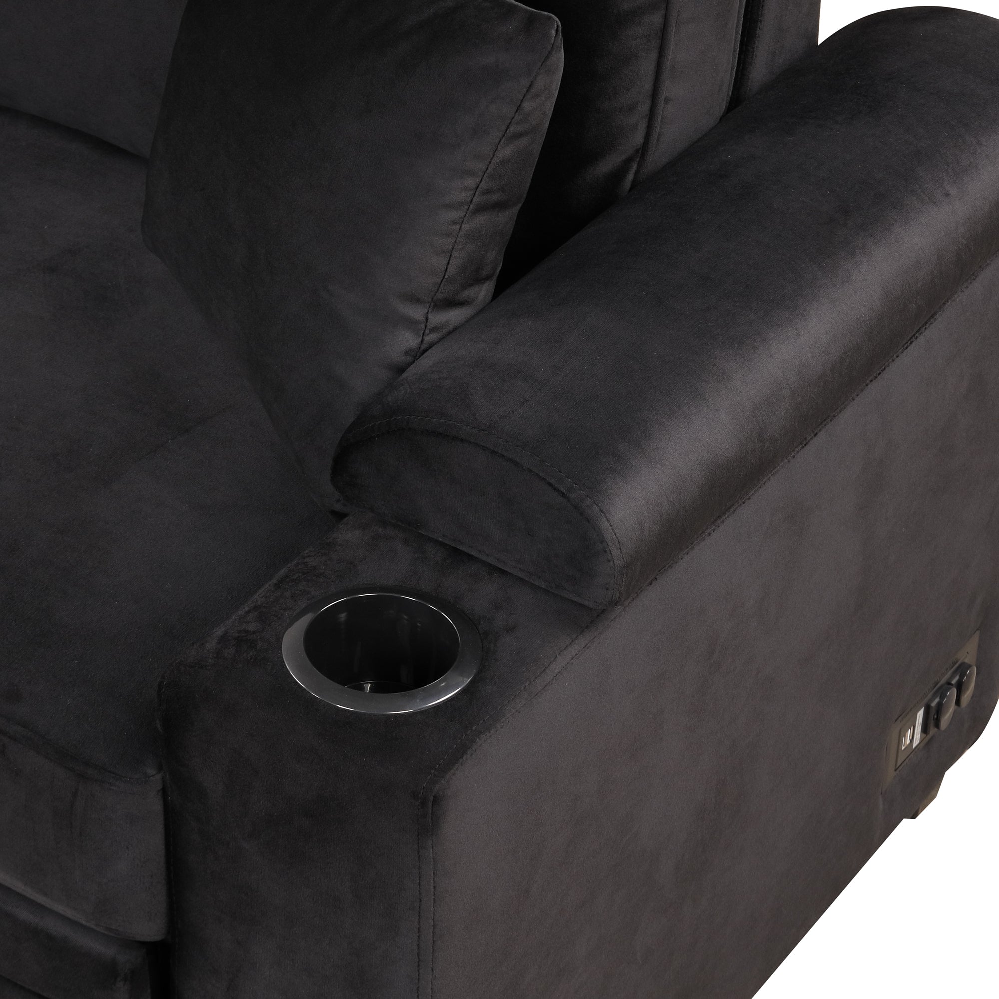 Modern Velvet Sleeper Sofa Bed with Storage Ottoman, Black, 84.75' L Shape - Grand Goldman Shop