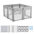 Baby Playpen, 47.2″ x 47.2″ Foldable Toddlers Playpen, Indoor/Outdoor Baby Fence Play Yard with Zippered Door & Soft Breathable Mesh, No-Gap Toddlers Activity Center for 6 -24 Months Babies