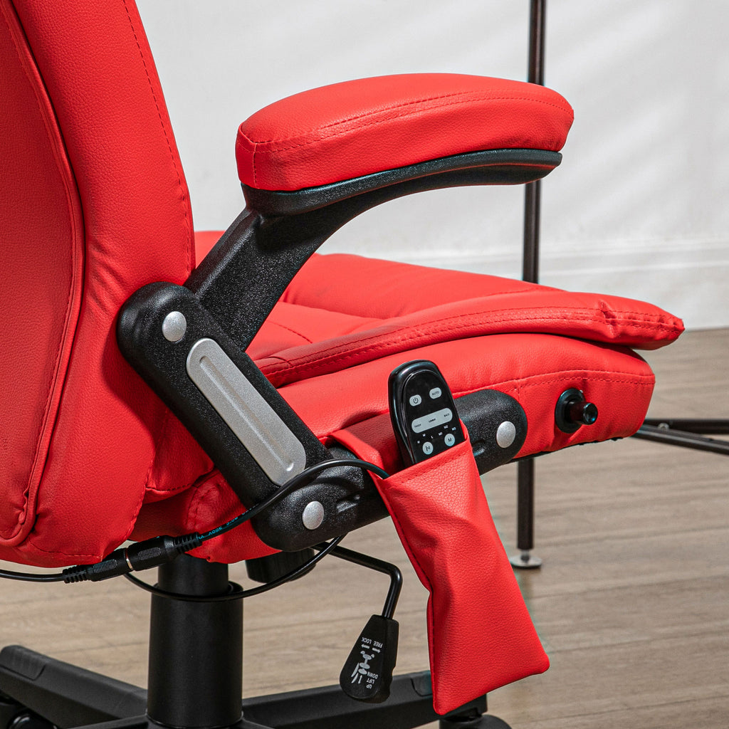 HOMCOM High Back Vibration Massage Office Chair with 6 Vibration Points, Heated Reclining PU Leather Computer Chair with Armr