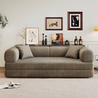 78.8' Compression Sofa,Convertible Floor Sofa Bed-with Pillow Back Support Armrest,Comfy Futon Couch Sleeper Bed,Loveseats Boneless Modular Sectional Sofa,Corduroy fabric,for Living Room,Bedroom,Camel - Grand Goldman Shop