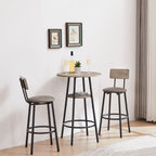 Round bar stool set with shelf, upholstered stool with backrest Grey, 23.62'' W x 23.62'' D x 35.43'' H. - Grand Goldman Shop