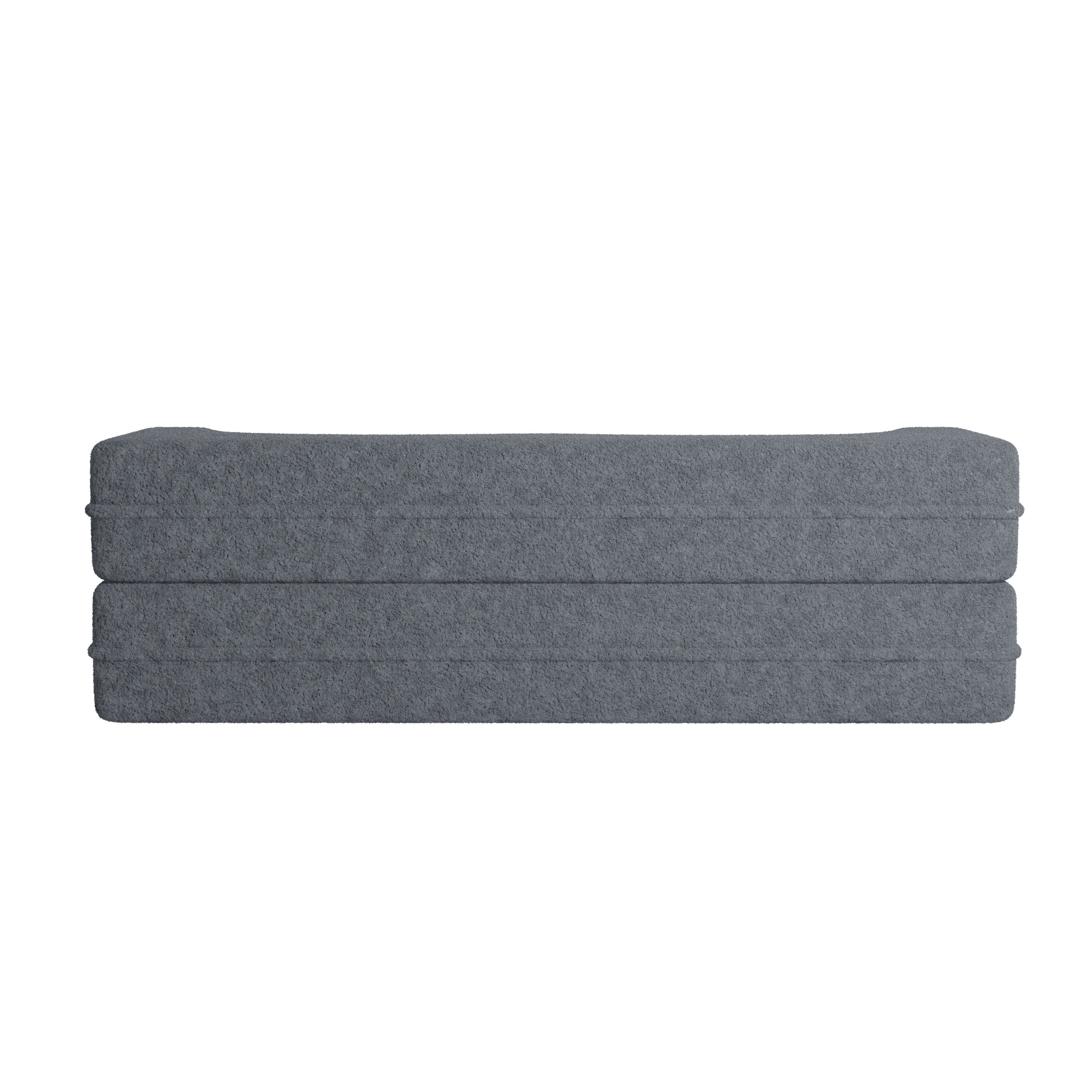 Modern Floor Sofa, with 2 Pillows, Convertible Teddy Fabric Foam Filled Bed, 15 inch Full Size Folding Mattress, Suitable for Living Room, Guest room, Game Room, Grey - Grand Goldman Shop
