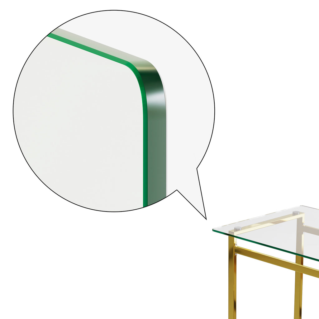 Modern Minimalist Rectangular Glass Dining Table with Tempered Glass Tabletop and Golden Chrome Metal Legs for 4-6 - Grand Goldman Shop