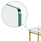 Modern Minimalist Rectangular Glass Dining Table with Tempered Glass Tabletop and Golden Chrome Metal Legs for 4-6 - Grand Goldman Shop