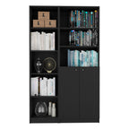 Micco 2 Piece 2 Piece Home Bookcase set, 42' Wide  with 8 Shelves and Double Door Cabinet, Living Room Set Black - Grand Gold
