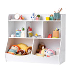 Wood Kid Storage Cubby, Toy Storage Organizer with Bookshelf, 5-Cubby Wood Toy Storage Cabinet, Children Book Toy Shelf for K