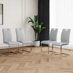 Modern Dining Chairs with Faux Leather Padded Seat Dining Living Room Chairs Upholstered Chair with Chrome Metal Legs Design for Kitchen, Living, Bedroom, Dining Room Side Chairs Set of 4 - Grand Goldman Shop