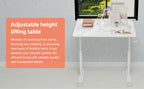 Adjustable Study Desk for Kids and Adults, Height-Adjustable Home Office Desk, White Frame with White Wood Tabletop, 60cm x 8