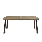 Acacia Wood Dining Table with Slat Design, Grey Finish / Rustic Metal - Grand Goldman Shop