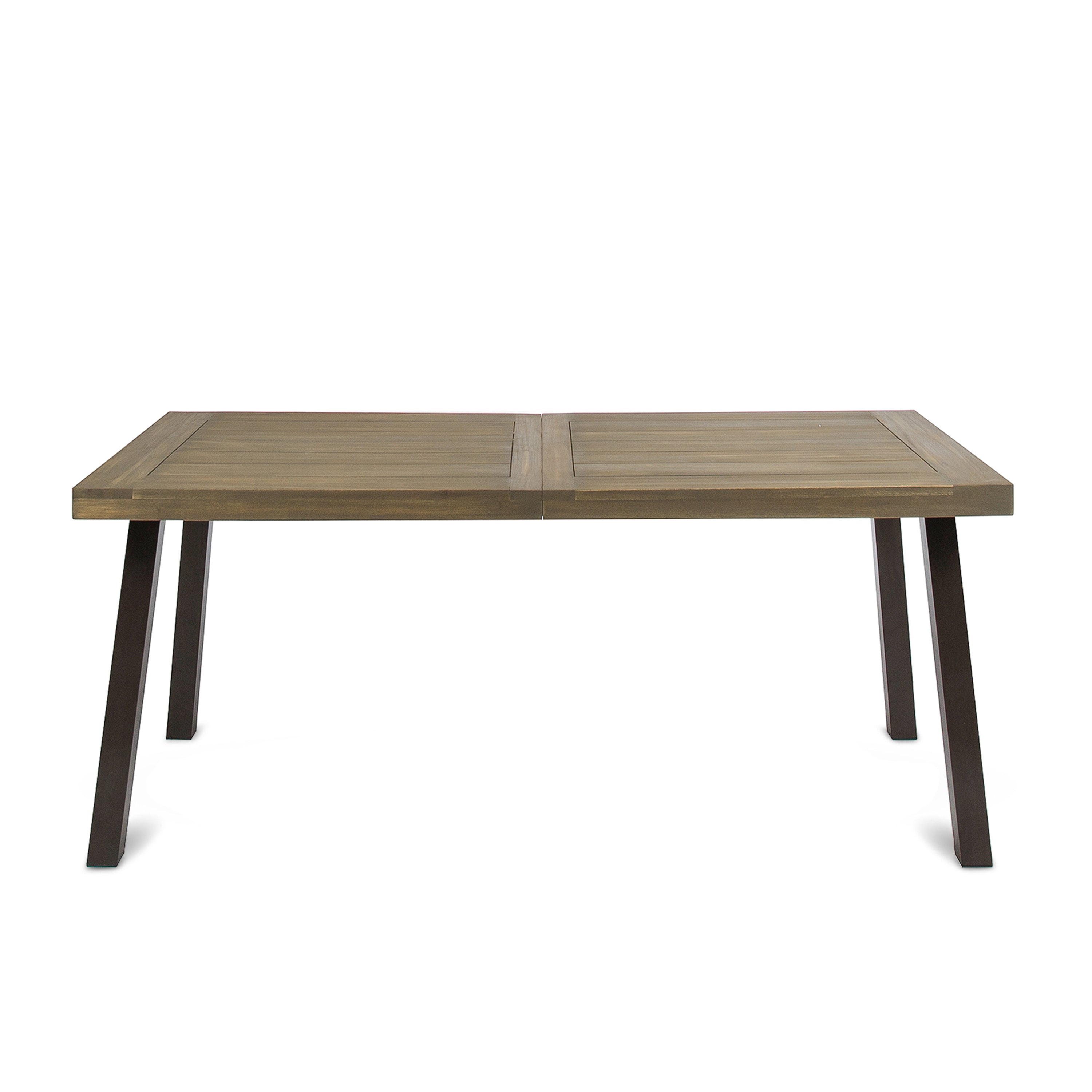 Acacia Wood Dining Table with Slat Design, Grey Finish / Rustic Metal - Grand Goldman Shop