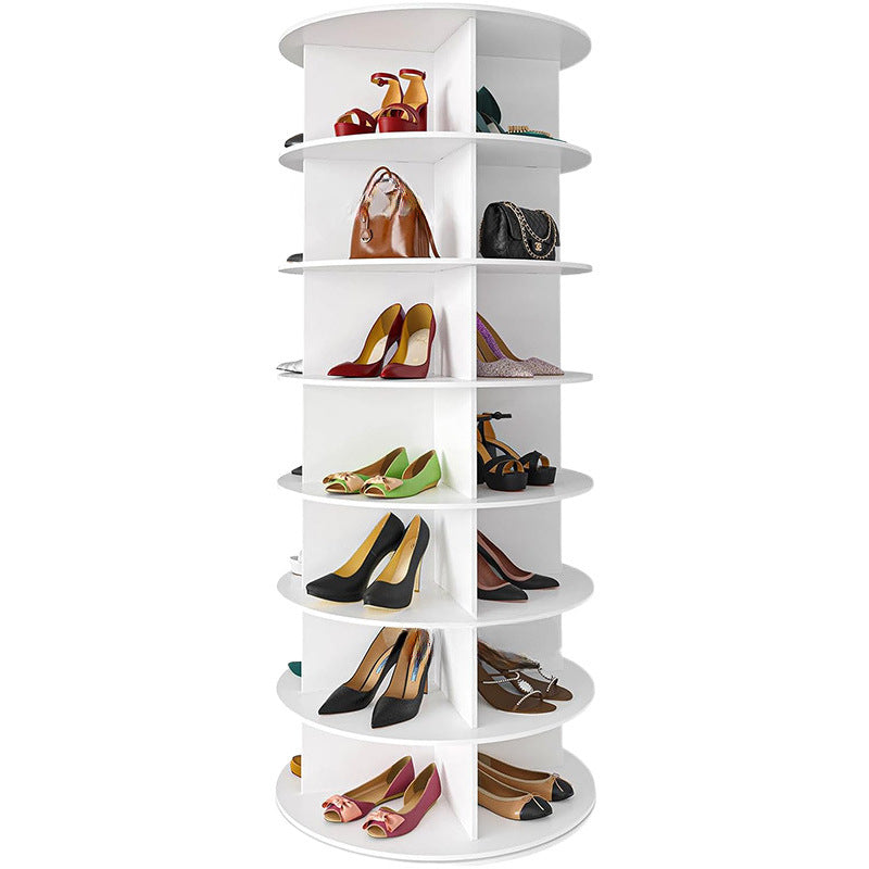 7 Tier Rotating Shoe Rack Tower, Spinning Shoe Display, 360 Shoe Rack Storage Round Carousel, Vertical Handbag Rotate Shoes Closet Organization (WHITE) - Grand Goldman Shop