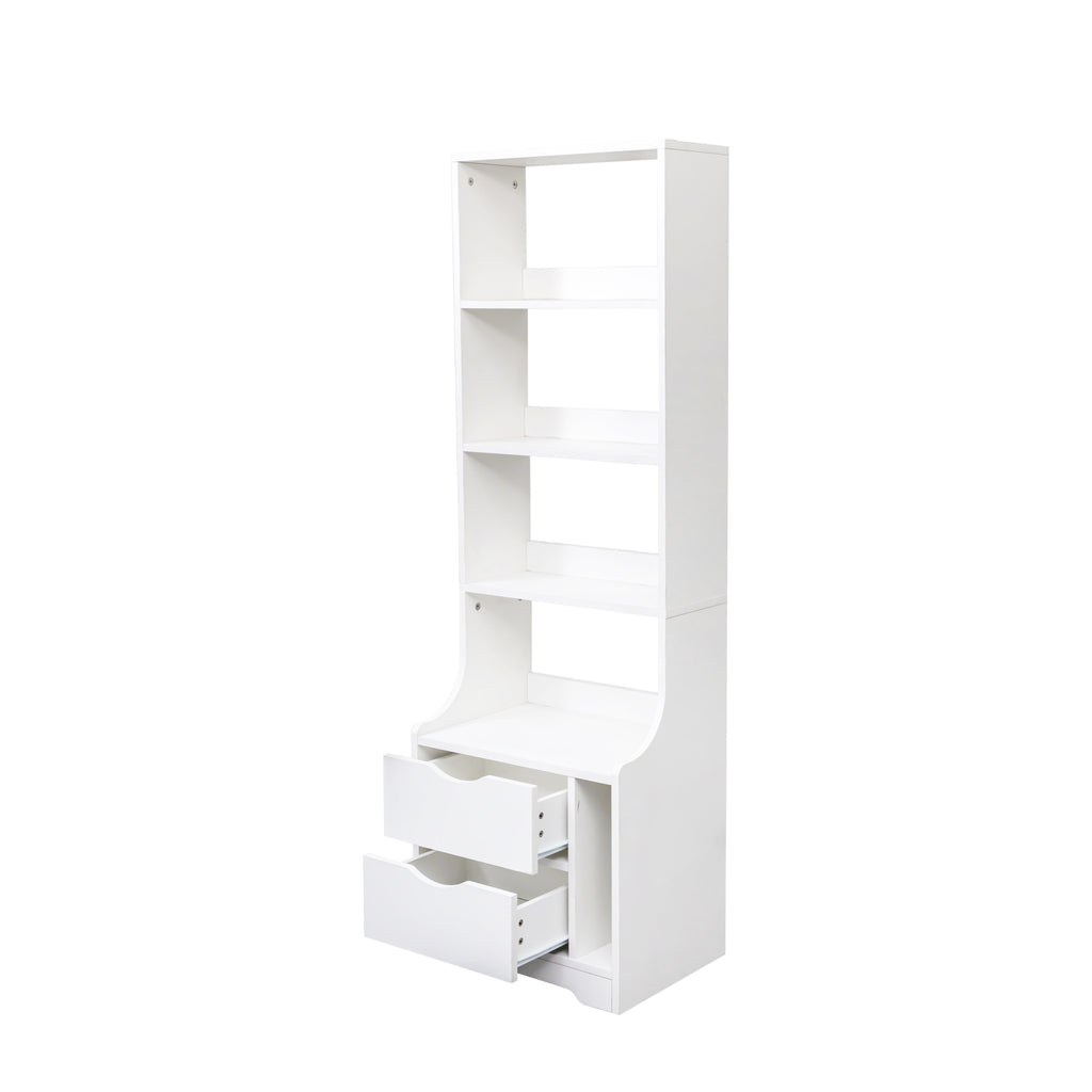 Night Stand with Bookshelf, Night Stand with 2 Storage Drawers for Bedroom - Grand Goldman Shop