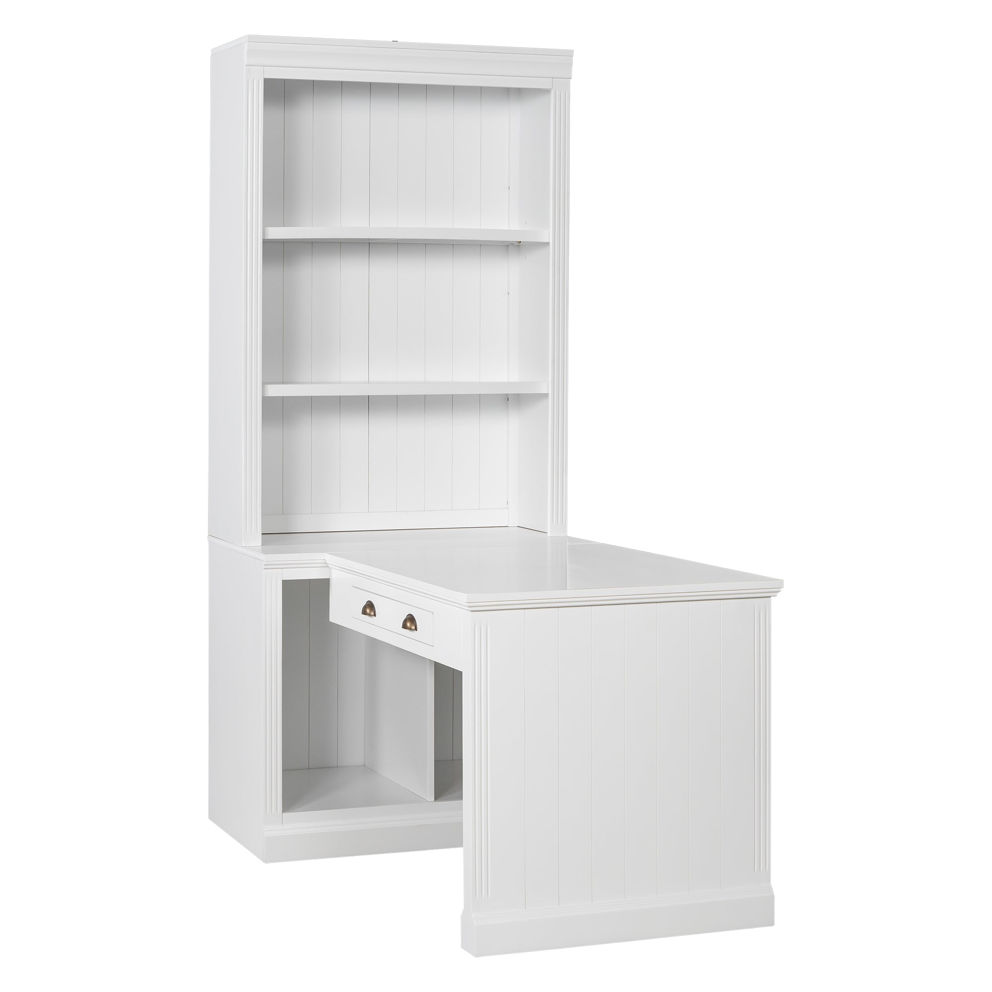 83.4'Tall Bookshelf with Writing Desk, Modern Bookcase with Study Desk, Workstation with Storage Shelf,Storage Bookcase with 