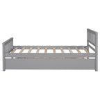 Twin Bed with Trundle, Platform Bed Frame with Headboard and Footboard, for Bedroom Small Living Space,No Box Spring Needed,Grey - Grand Goldman Shop