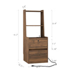 Nightstands Set of 2, with Charging Station, Smart Nightstand with Night Light, Modern Night Stand with Bookshelf, Bedside Tables with Storage Cabinet for Bedroom, Wood - Grand Goldman Shop