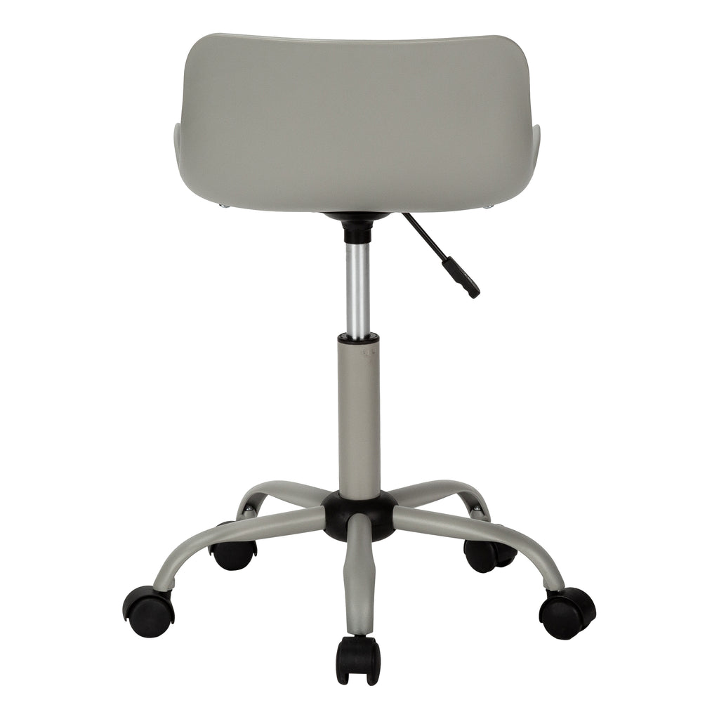 Office Chair, Adjustable Height, Swivel, Ergonomic, Computer Desk, Work, Juvenile, Grey Leather Look, Grey Metal, Contemporar